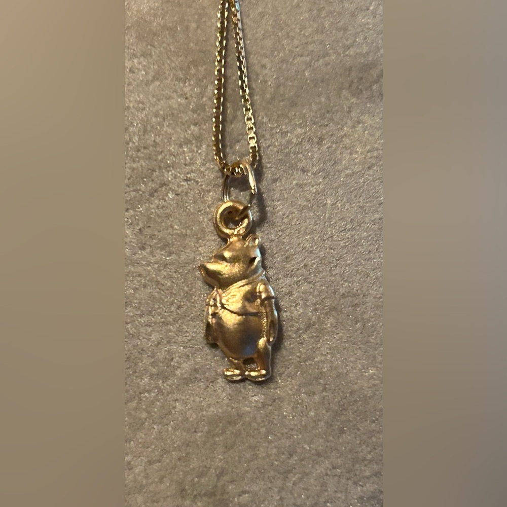 Winnie the Pooh necklace with 14K solid gold chain